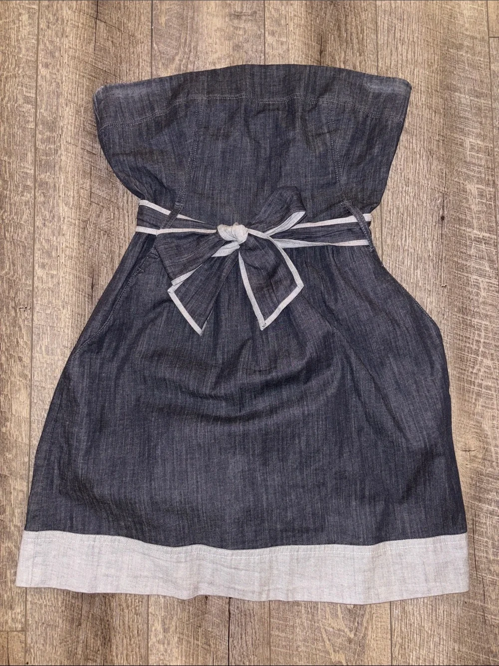 Theory Strapless Chambray Mini Dress - Picture 2 of 5